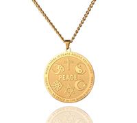 VASSAGO Coexist in Peace Collier Yin Yang Croix Collier Om étoile croissant de lune Collier roue étoile de David Collier pour homme femme, Acier inoxydable, Pas de gemme