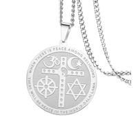 VASSAGO Coexist in Peace Collier Yin Yang Croix Collier Om étoile croissant de lune Collier roue étoile de David Collier pour homme femme
