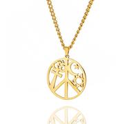 VASSAGO Coexist in Peace Sign Collier Om Croix étoile croissant de lune Collier étoile de David Collier pour femmes hommes bijoux religieux, Acier inoxydable