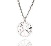 VASSAGO Coexist in Peace Signe Collier en acier inoxydable avec croix et croissant de lune pour homme et femme, acier inoxydable