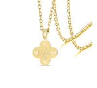 VASSAGO Collier à croix Orthodoxe IC XC NIKA Pendentif trèfle à quatre feuilles Jésus Christ Collier à croix Byzantine Grecque Orientale Bijou Porte Bonheur Religieux Chrétien Cadeau Femmes Hommes