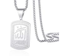 VASSAGO Collier Allah en Acier Inoxydable Islamique de Charmes Religieux Musulmans Cadeau pour Femmes Hommes