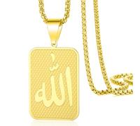 VASSAGO Collier Allah Islamique Musulman Arabe Pendentif Allah Collier Acier Inoxydable Colliers Islam Eid Ramadan Bijoux Religieux Cadeaux pour Femmes Hommes (or)