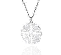 VASSAGO Collier Allah Musulman Collier avec Pendentif Allah Islamique Chaîne pour Hommes Femmes Ayatul Kursi Islam Coran Allah Charme Aïd Cadeau Arabe Religieux Bijoux, taille unique, Acier inoxydable