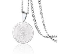 VASSAGO Collier Archange Saint Michael/St Cyprian Collier Médaillon Saint Michael Archange Protection Patron Amulette Médaille Bijoux Cadeaux pour Hommes Femmes (Collier Archange Michael en argent)