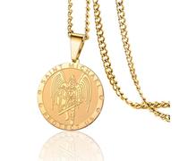 VASSAGO Collier Archange Saint Michael/St Cyprian Médaillon Patron Protection Amulette Médaille Bijoux Cadeaux pour Hommes Femmes (Collier en or Archange Michael)
