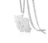 VASSAGO Collier Avec Pendentif Carte De L'iran Avec Colombe De La Paix/Embrasse/Drapeau En Acier Inoxydable Cz Patriotique Iranien, Bijou Persan Cadeau Pour Femmes Et Hommes