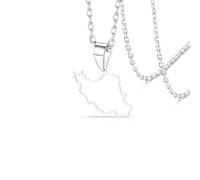 VASSAGO Collier Avec Pendentif Carte De L'iran Avec Colombe De La Paix/Embrasse/Drapeau En Acier Inoxydable Cz Patriotique Iranien, Bijou Persan Cadeau Pour Femmes Et Hommes (argent 11)