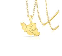 VASSAGO Collier Avec Pendentif Carte De L'iran Avec Colombe De La Paix/Embrasse/Drapeau En Acier Inoxydable Cz Patriotique Iranien, Bijou Persan Cadeau Pour Femmes Et Hommes