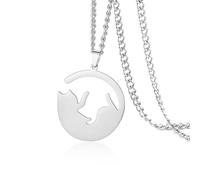 VASSAGO Collier avec pendentif chat pour femmes et hommes, pendentif mignon de chaton en acier inoxydable, bijoux d'animal pour les amis amoureux des chats, Réglable, Acier inoxydable, Pas de pierre