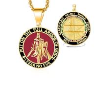 VASSAGO Collier avec Pendentif Chevalier Templier pour Homme Armure de Dieu Éphésiens 6:13-17 Croisés Chevaliers Croix Pendentif médiéval Guerrier Chrétien Catholique Protection religieuse (Or)