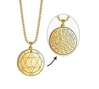 VASSAGO Collier avec pendentif clé de Salomon gravé avec 72 noms de Dieu - Protection spirituelle - Amulettes pour homme et femme, Acier inoxydable