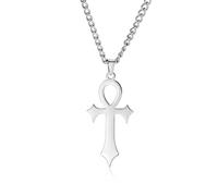 VASSAGO Collier avec pendentif croix Ankh pour homme et femme en acier inoxydable - Pendentif religieux en forme de croix délicate - Collier avec symbole hiéroglyphique, Acier inoxydable