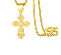 VASSAGO Collier Avec Pendentif Croix Orthodoxe Orientale Pour Homme Et Femme En Acier Inoxydable Russe Orthodoxe De Jésus Crucifix Byzantin Collier Chrétien Catholique Religieux Cadeau