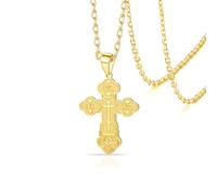 VASSAGO Collier Avec Pendentif Croix Orthodoxe Orientale Pour Homme Et Femme En Acier Inoxydable Russe Orthodoxe De Jésus Crucifix Byzantin Collier Chrétien Catholique Religieux Cadeau