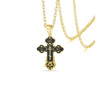 VASSAGO Collier Avec Pendentif Croix Orthodoxe Orientale Pour Homme Et Femme En Acier Inoxydable Russe Orthodoxe De Jésus Crucifix Byzantin Collier Chrétien Catholique Religieux Cadeau