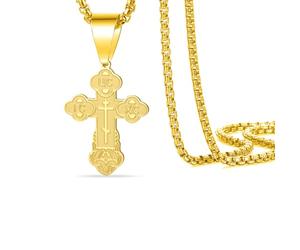 VASSAGO Collier Avec Pendentif Croix Orthodoxe Orientale Pour Homme Et Femme En Acier Inoxydable Russe Orthodoxe De Jésus Crucifix Byzantin Collier Chrétien Catholique Religieux Cadeau