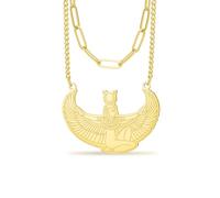 VASSAGO Collier avec pendentif déesse égyptienne Isis pour femme et homme en acier inoxydable - Amulette de protection de la mythologie, Acier inoxydable, Pas de gemme