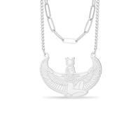 VASSAGO Collier avec pendentif déesse égyptienne Isis pour femme et homme en acier inoxydable - Amulette de protection de la mythologie, Acier inoxydable, Pas de gemme