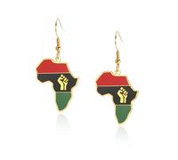 VASSAGO Collier avec pendentif en forme de carte de l'Afrique panafricaine en acier inoxydable coloré pour femme, Acier inoxydable