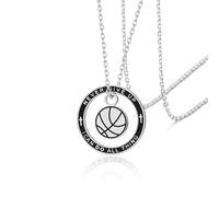 VASSAGO Collier avec pendentif en forme de football/basketball Never Give Up I Can Do All Things Cadeau de motivation pour homme et femme (collier basket-ball en argent)