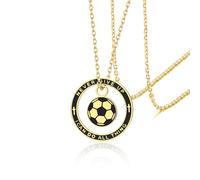 VASSAGO Collier avec pendentif en forme de football/basketball Never Give Up I Can Do All Things Cadeau de motivation pour homme et femme (collier football en or)