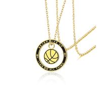 VASSAGO Collier avec pendentif en forme de football/basketball Never Give Up I Can Do All Things Cadeau de motivation pour homme et femme (collier basket-ball en or)