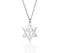 VASSAGO Collier avec pendentif étoile de David Salomon à six branches en acier inoxydable Hexagramme juif Israël Bijoux pour homme, Réglable, Acier inoxydable, Pas de pierre précieuse