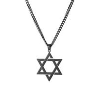 VASSAGO Collier avec pendentif étoile de David Salomon à six pointes en acier inoxydable hexagonal pour homme