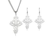 VASSAGO Collier avec pendentif fleur de lotus en acier inoxydable Unalome - Collier ras du cou - Symbole chakra - Géométrie hindoue - Bijou spirituel - Cadeau pour homme et femme