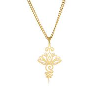 VASSAGO Collier avec pendentif fleur de lotus en acier inoxydable Unalome - Collier ras du cou - Symbole chakra - Géométrie hindoue - Bijou spirituel - Cadeau pour homme et femme