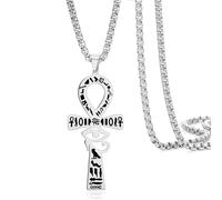 VASSAGO Collier avec pendentif œil d'Horus Ankh pour homme et femme en acier inoxydable - Pendentif clé de vie égyptienne antique - Amulette de protection - Bijou égyptien, cadeau, Adjustable, Acier