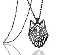 VASSAGO Collier avec pendentif loup en acier inoxydable - Pendentif en forme de loup du mur - Cadeau unique pour homme et adolescent