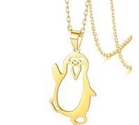 VASSAGO Collier avec pendentif pingouin en acier inoxydable pour homme et femme, Adjusatble, Acier inoxydable, Pas de gemme