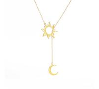 VASSAGO Collier avec pendentif soleil et lune croissant de lune et étoile Simple et tendance Bijoux cadeaux pour femmes et hommes (Collier doré en forme-Y)