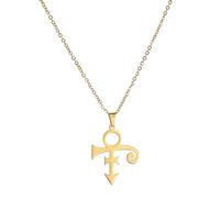 VASSAGO Collier avec pendentif symbole d'amour commémoratif The Minimalism Artist Chanteur Prince Collier pour femmes hommes Musique Cadeau de Noël d'anniversaire, Acier inoxydable