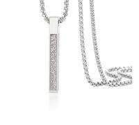 VASSAGO Collier Ayatul Kursi islamique coranique pour homme et femme avec barre arabe 3D en acier inoxydable/chaîne en cuir pour l'Aïd, 1.54"*0.2"}