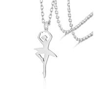 VASSAGO Collier Ballerine Ballet Cadeaux pour Filles Femmes Dainty Dance Recital Ballet Coeur Pendentif Bijoux pour Fille Maman (Collier de ballet en argent)