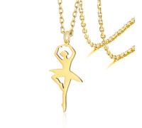 VASSAGO Collier Ballerine Ballet Cadeaux pour Filles Femmes Dainty Dance Recital Ballet Coeur Pendentif Bijoux pour Fille Maman (Collier de ballet en or)