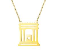 VASSAGO Collier Beit HaMikdash,Second Temple de Jérusalem | Collier du Second Temple Creux avec Cœur Intérieur, Cadeaux Religieux Juifs d'Israël en Hébreu pour Hanukkah Femmes et Hommes