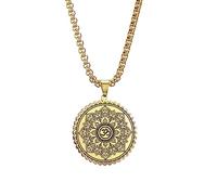 VASSAGO Collier bouddhisme fleur de lotus Om pour homme et femme - Pendentif lotus Unalome - Bouddha Om Aum Ohm Symbole Mandala - Pendentif Yoga spirituel - Cadeau, Acier inoxydable