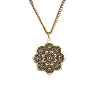 VASSAGO Collier bouddhisme fleur de lotus Om pour homme et femme - Pendentif lotus Unalome - Bouddha Om Aum Ohm Symbole Mandala - Pendentif Yoga spirituel - Cadeau, Acier inoxydable