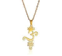 VASSAGO Collier bouddhiste en forme de lotus pour femme avec pendentif en forme de fleur en acier inoxydable symbole unalome amulette religieuse, taille unique, Acier inoxydable, Pas de gemme