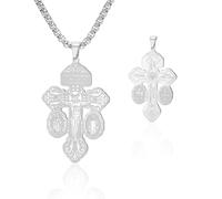 VASSAGO Collier catholique à double face en acier inoxydable avec pendentif représentant le Sacré-Cœur et Jésus crucifié Bijou religieux pour hommes et femmes Cadeau de foi chrétienne (Or)
