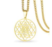 VASSAGO Collier chakra Sri Yantra pour femme et homme fait à la main - Collier Shri Yantra - Pendentif géométrique sacré - Symbole hindouisme - Amulette pour yoga, méditation, énergie spirituelle