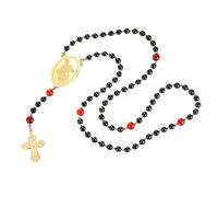 VASSAGO Collier chapelet Saint Michel en acier inoxydable avec perles de prière chrétienne orthodoxe en Y avec crucifix - Double protection - Amulette religieuse - Cadeau pour homme et femme