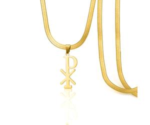 VASSAGO Collier Chi Rho Christ Christogramme Alpha Omega PX XP Symbole Pendentif Jésus Chrétien Religieux Cadeau pour Femme Homme (Collier Chi Rho-G2)