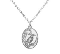 VASSAGO Collier Corbeau Viking avec Branche de Croissant de Lune | Pendentif corbeau d'Odin en acier inoxydable, guerrier viking, mythologie nordique, amulette, bijoux animaux cadeaux