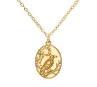 VASSAGO Collier Corbeau Viking avec Branche de Croissant de Lune | Pendentif corbeau d'Odin en acier inoxydable, guerrier viking, mythologie nordique, amulette, bijoux animaux cadeaux