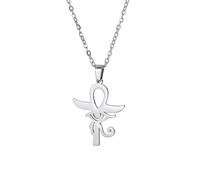 VASSAGO Collier Croix Ankh Œil d'Horus en Acier Inoxydable - Croix Ankh Copte - Pendentif Religieux Œil d'Horus - Bijou de Protection Égyptien Antique pour Homme et Femme, Acier inoxydable